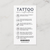 Tattoo Nazorg Instructies Kaart met Logo Visitekaartje (Achterkant)