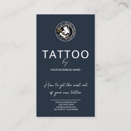 Tattoo Nazorg Instructies Kaart met Logo Visitekaartje (Voorkant)