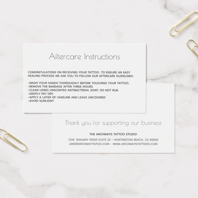 Tattoo Nazorg voor advies bij Logo Visitekaartje (Kantoor)