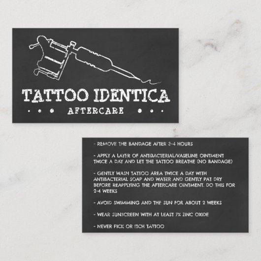 TATTOO NAZORGINSTRUCTIES KRIJT VISITEKAARTJE (Voorkant / Achterkant)