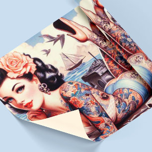  Tattoo Old School Meisje Cadeaupapier