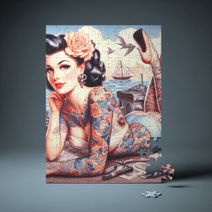 Tattoo Old School Meisje Legpuzzel