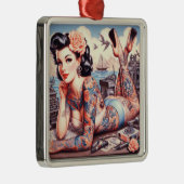  Tattoo Old School Meisje Metalen Ornament (Rechts)