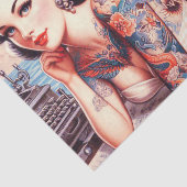  Tattoo Old School Meisje Tissuepapier (Detail)