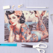  Tattoo Old School Meisje Tissuepapier (Craft)