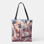  Tattoo Old School Meisje Tote Bag (Achterkant)
