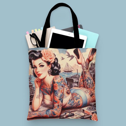  Tattoo Old School Meisje Tote Bag