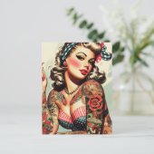  Tattoo Old School Pin-up Briefkaart (Staand voorkant)