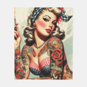  Tattoo Old School Pin-up Fleece Deken (Voorkant)