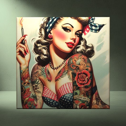  Tattoo Old School Pin-up Tegeltje