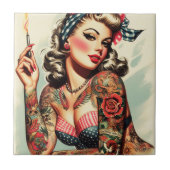  Tattoo Old School Pin-up Tegeltje (Voorkant)