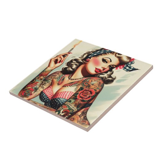  Tattoo Old School Pin-up Tegeltje (Zijkant)