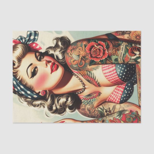 Tattoo Old School Pin-up Tissuepapier (Voorkant)