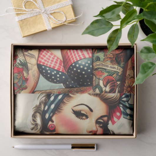 Tattoo Old School Pin-up Tissuepapier (Geschenk)