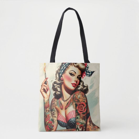  Tattoo Old School Pin-up Tote Bag (Voorkant)