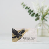 Tattoo oud zwart kraai goud penseelstreek  visitekaartje (Staand voorkant)