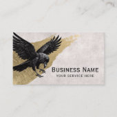 Tattoo oud zwart kraai goud penseelstreek  visitekaartje (Voorkant)