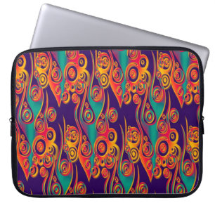 Tattoo Patroonkunst - vlammen en cirkels Laptop Sleeve
