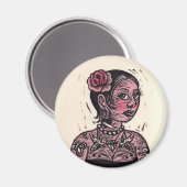 Tattoo Pin Up Girl Magneet (Voorkant / Achterkant)