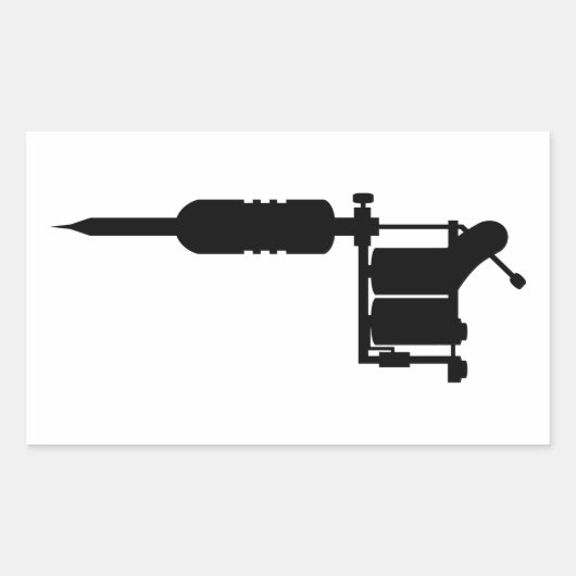tattoo pistool rechthoekige sticker (Voorkant)