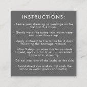 Tattoo Professional Photo Aftercare Instructions Vierkante Visitekaartje (Achterkant)