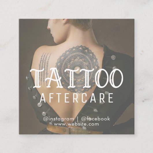 Tattoo Professional Photo Aftercare Instructions Vierkante Visitekaartje (Voorkant)