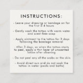 Tattoo Professionele Artiest Nazorg Instructies Vierkante Visitekaartje (Achterkant)