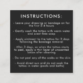 Tattoo Professionele Artiest Nazorg Instructies Vierkante Visitekaartje (Achterkant)