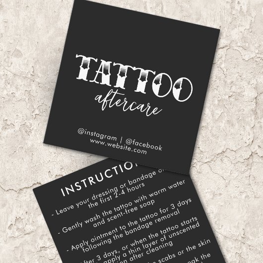 Tattoo Professionele Artiest Nazorg Instructies Vierkante Visitekaartje