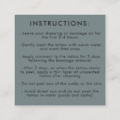 Tattoo Professionele Artiest Nazorg Instructies Vierkante Visitekaartje (Achterkant)