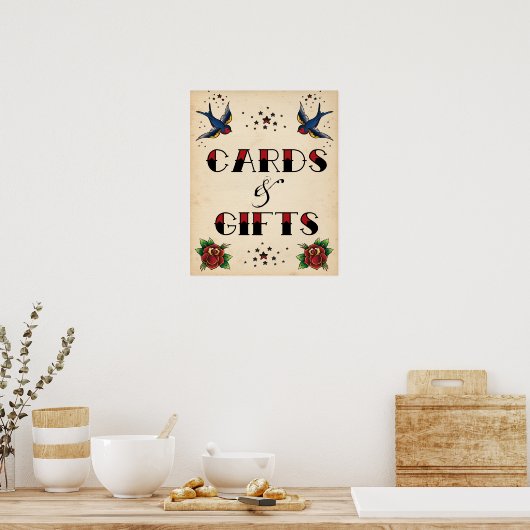 Tattoo Rockabilly  Kaarten en cadeaubonborden Poster (Keuken)