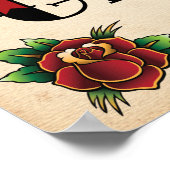 Tattoo Rockabilly  Kaarten en cadeaubonborden Poster (Hoek)