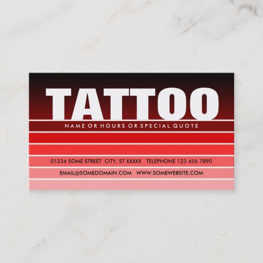 tattoo rood staal visitekaartje (Voorkant)
