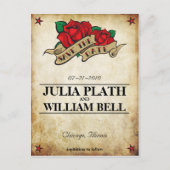 Tattoo Roos Bewaar de datum Aankondigingskaart (Voorkant)