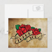 Tattoo Roos Dank u Briefkaart (Voorkant / Achterkant)