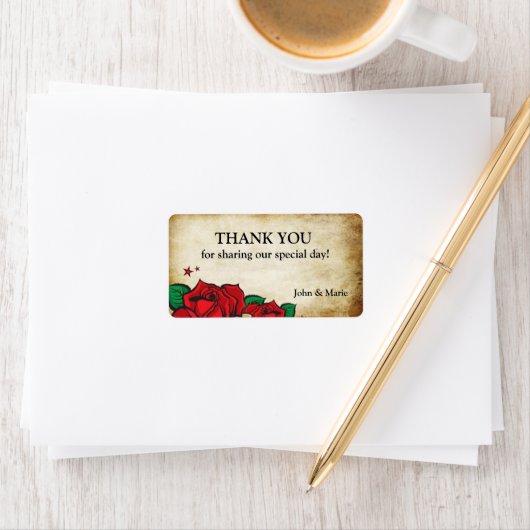 Tattoo Roos dank u bruiloft label (Insitu)