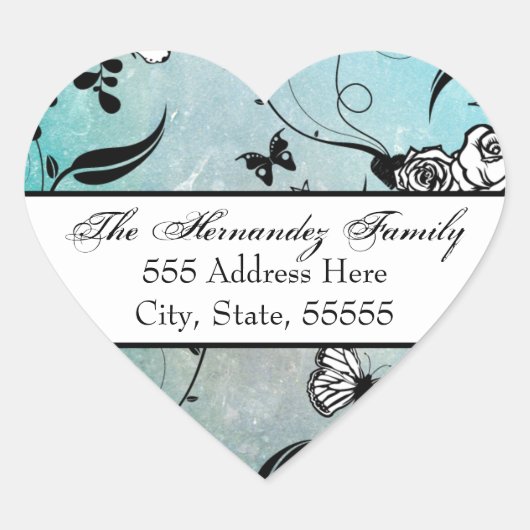 Tattoo Roos en Fluers Adres Label Seals / Labels (Voorkant)