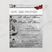 Tattoo Roos en Fluers Bridal Shower Invitation Uitnodiging Briefkaart (Voorkant)