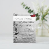 Tattoo Roos en Fluers Bridal Shower Invitation Uitnodiging Briefkaart (Staand voorkant)