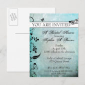 Tattoo Roos en Fluers Bridal Shower Invitation Uitnodiging Briefkaart (Voorkant / Achterkant)