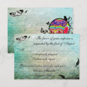 Tattoo Roos en Fluers Muerte Skull Reception Card RSVP Kaartje (Voorkant / Achterkant)