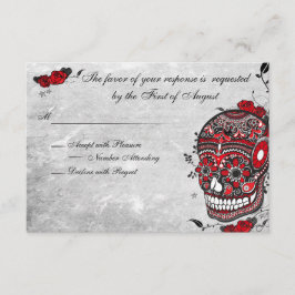 Tattoo Roos & Fluers Muerte Schedel Receptie Kaart