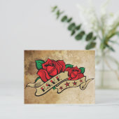 Tattoo Roos over  papier RSVP Uitnodiging Briefkaart (Staand voorkant)