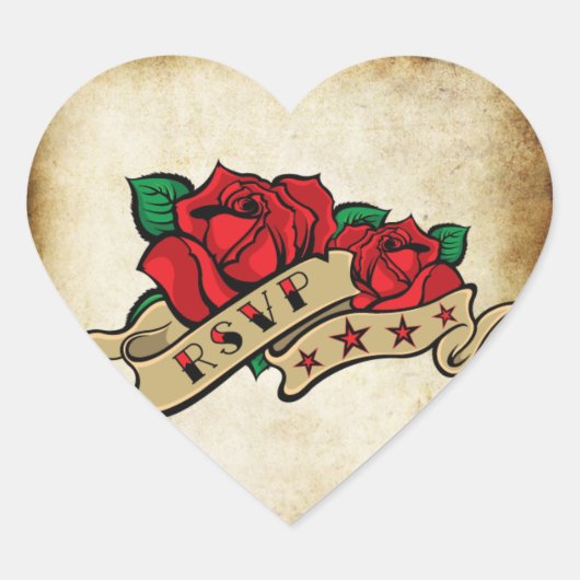 Tattoo Roos Rockabilly Urban RSVP Seals Hart Sticker (Voorkant)