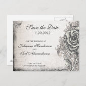 Tattoo Roos Save the Date Wedding Briefkaart (Voorkant / Achterkant)