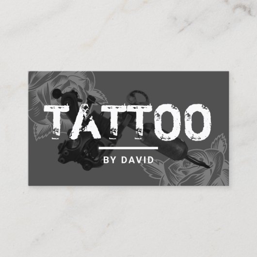 Tattoo Roos Tattoo Pistool Typografie Visitekaartje (Voorkant)