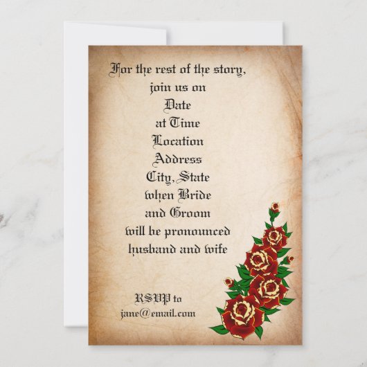 Tattoo Roos Weddenschap Kaart (Achterkant)