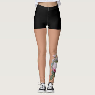 Tattoo roze bruine rozen leggings