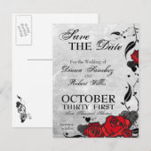 Tattoo Rozen en Harten Save the Date Aankondigingskaart (Voorkant / Achterkant)