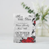 Tattoo Rozen en Harten Save the Date Aankondigingskaart (Staand voorkant)